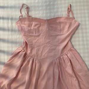 Maxi pink milkmaid dress with pockets